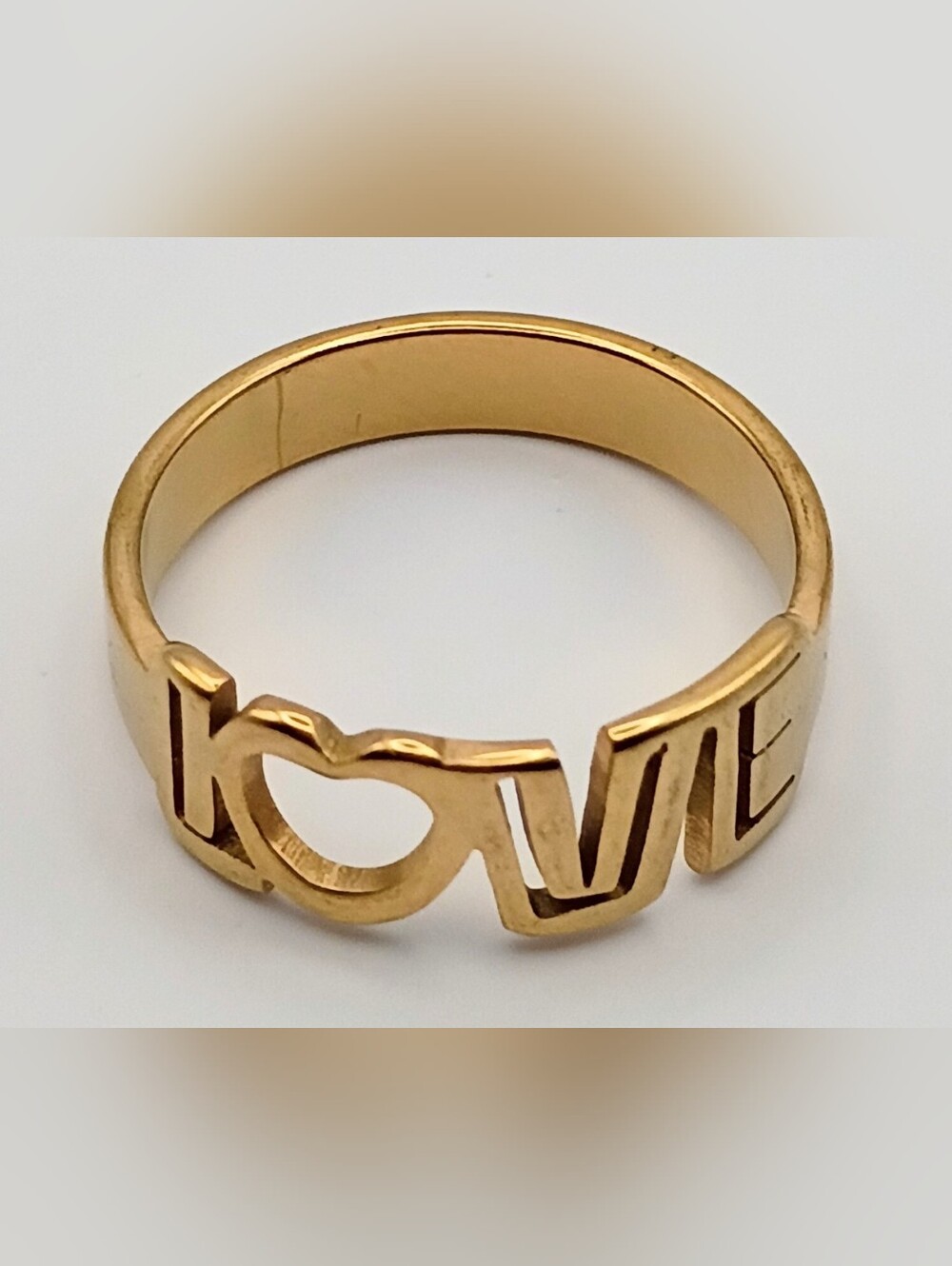 Gold Tone 'LOVE' Openwork Ring - Women's Fashion Jewelry